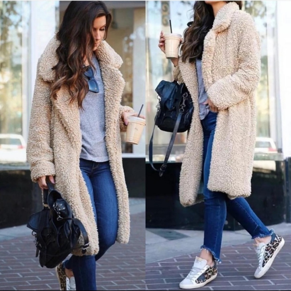 New Faux Fur Long Lapel Jacket - Picture 2 of 5